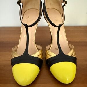 Christian Louboutin Gino 100 Tri-Color T-Strap Pumps